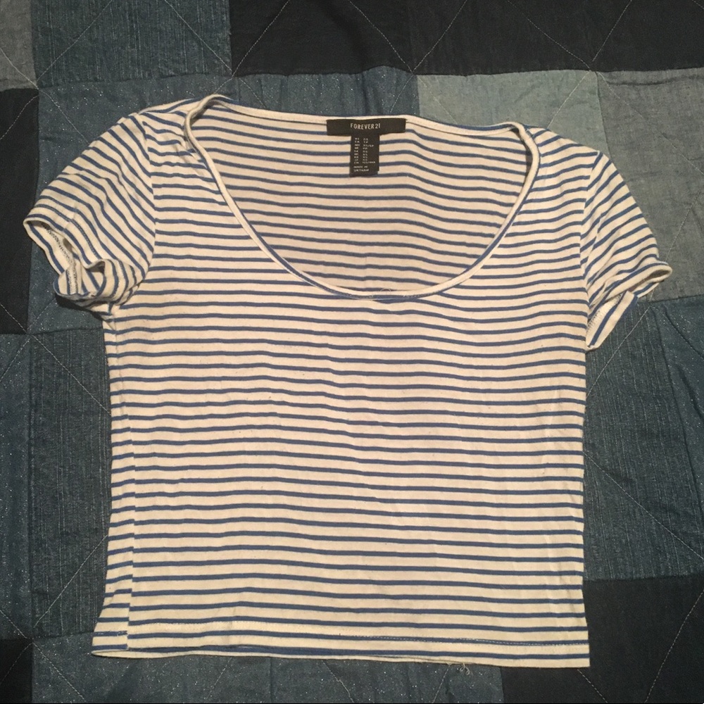 Crop Top - blue striped